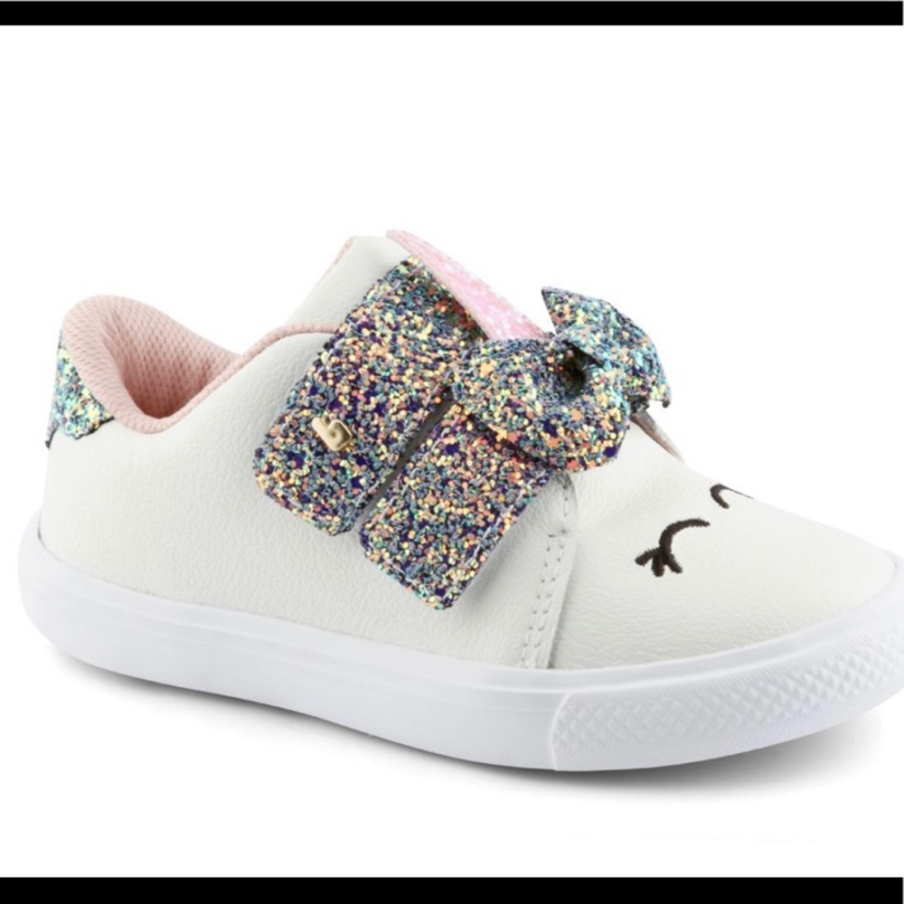 Mini Unicorn Sneakers white, pink and glitter